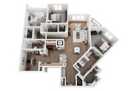 Floor plan for 3 beds, 3 baths, 1757 sqft